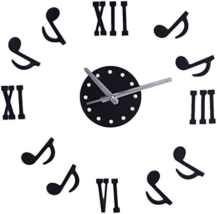 Musical Note Pattern Roman Numerals DIY Hanging Wall Clocks Acrylic Modern Home Decor