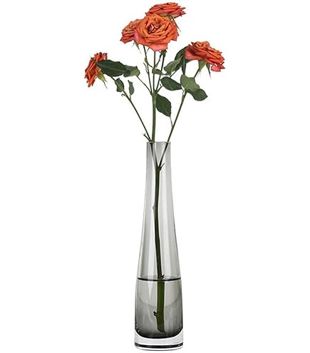 Soliflore En Verre Losange Relief Gris Foncé - Ø6,5 X H22 Cm, Design épuré