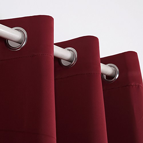 Deconovo Verdunkelungsvorhang Ösen Gardinen Wohnzimmer Vorhang Verdunkelung 245×140 cm Rot 2er set - 2