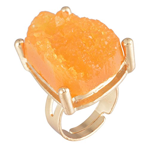 MJARTORIA Lava Quarz Statement Golden Farbe Ring Glücksbringer verstellbar