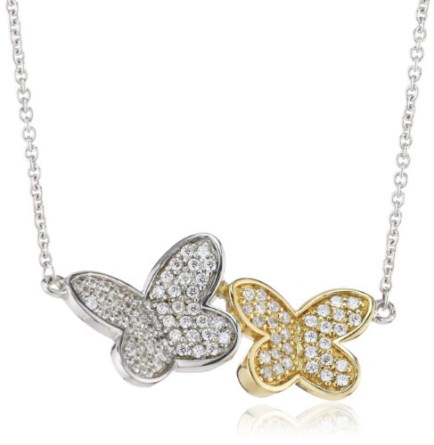 Esprit Damen-Halskette Gold Butterfly 925 Sterling Silber 41 cm ESNL92037B410