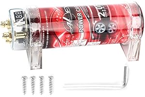 YMIKO Car Audio Kondensator, 2 Farad Car Audio Kondensator Moc Wzmacniacz Regulator Napięcia Czerwona Dioda 10-16V DC Zmodyfikowane Auto Części