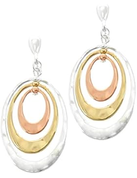 Schmuckanthony Hochwertige Lange Creolen Kreolen Ohrclips Clips Clip Ohrringe Versilbert Vergoldet Rot Gold 4,7cm...