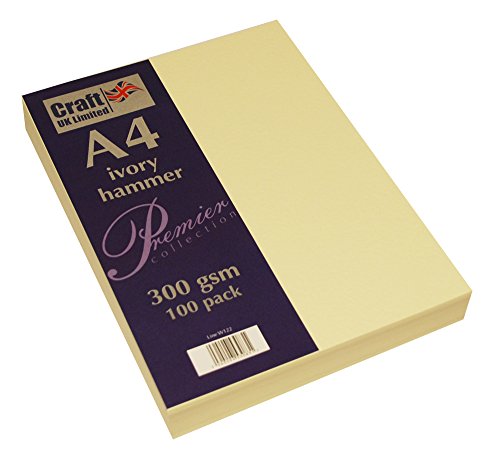 Craft UK W122 - Cartulina martillada (A4, 100 hojas), color marfil