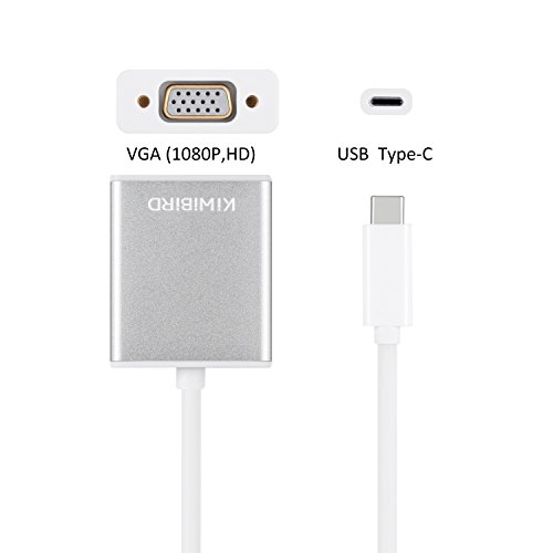 KiWiBiRD USB 3.1 Typ-C thunderbolt 3 zu VGA Adapter (18.5cm Kabel, USB TYP C zu VGA) für Apple MacBook 12”, MacBook Pro, Google 2nd Chromebook Pixel, Samsung Galaxy TabPro S 12”, Zen AiO PC, Dell XPS 12/13/15 und mehr Typ C fähige Geräte - 3