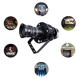 [PROFESSIONAL OPTICAL SYSTEM]: Es besteht aus einer hochwertigen Linse, einer Cree-LED und einem Glasmusterteil. LED Gobo Lampe kann hochintensive stabile Lichtstrahlen erzeugen, projizieren Sie Ihre Arbeit auf hochauflösendes Bild, kein Problem für dunkle oder helle Lichtverhältnisse. Die Projektionsreichweite beträgt in dunklen oder dunklen Bereichen bis zu 8 m und in hellen Bereichen bis zu 4 m.