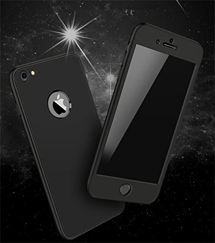 Qissy Carcasa iPhone 7plus  360 Todo Incluido TPU Silicona Flexible Anti-Scratch Anti-Huella Dactilar a Prueba de Choque Suave Protective Case Cover Skin para iPhone 7P 5 5    Negro 