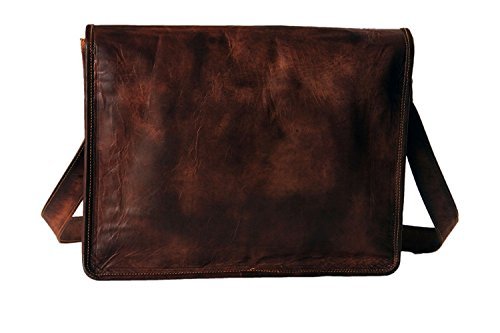 HandmadeCart Original Naturlich Leder Vielseitige Umhäng Tasche (für 15″ Laptop/Macbook) Vintage Braun Schulter Aktentasche für Männer und Frauen - 3