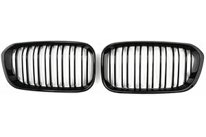 EU AUTO PARTS LTD EU Auto Parts Gloss Black Front Kidney Grille Compatible with BMW 1 Series F20 F21 2015–2019 Facelift – Dual Slat Design