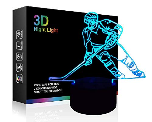 Ilusión óptica Luz de noche de hockey 3D 7 colores cambiantes Interruptor táctil de alimentación USB Lámpara de decoración Lámpara de escritorio de mesa LED Brithday Niños Niños Navidad Navidad Regalo
