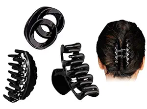 BHARATGAURAV- Black Jaw Clips Butterfly Hair Claw Fashion Hair Accessories for Women And Girl (Large Size pack of 3 Acrylic Plastic)