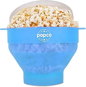 The Original Popco Silicone Microwave Popcorn Popper with Handles, Silicone Popcorn Maker, Collapsible Bowl Bpa Free and Dishwasher Safe - 15 Colors Available (Transparent Glacier Blue)