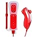 Produktbild Wii Remote Plus, XW05 Nintendo 2 in 1 Wii Controller mit Nunchuck Eingebauter Motion Plus Vibrationsmotor für Wii und Wii U + Silikon Schutzhülle und Handschlaufe - Rot