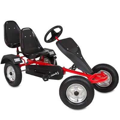 TecTake Kart à pédales Go-Kart Cart voiture à pédale gocart à 2 places rouge