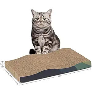 VARWANEO Cat Scratcher Cardboard Cat Scratch Pad Cat Scratching Pad with Premium Scratch Textures Design Wave Curved Shape Durable Reversible Cardboard Cat Toys