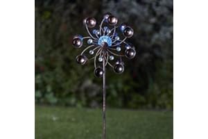 Garden mile® Decorative Solar Powered Light Up Garden Wind Spinners With Colour Changing LED Lights Copper Effect Metal Garden Sculptures Versatile Garden Ornaments Decoration