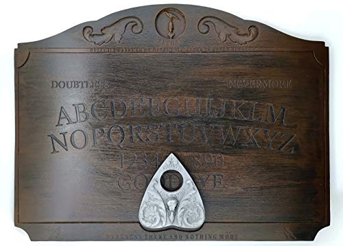A4 Premium Wood-Effect Resin Raven Ouija Board Set Complete with Quoth The Raven Planchette, Talking Board Inspired by Edgar Allan Poe