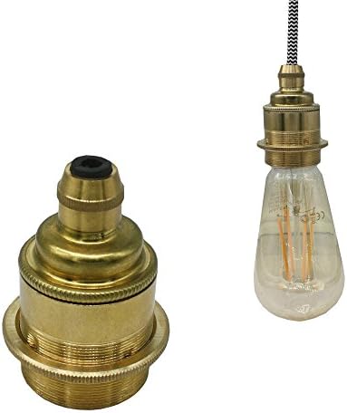 Raw Retro E27 Socket Metal, High-Quality Antique Brass Lamp Holder Socket for Pendants and Retro Pendant Lights
