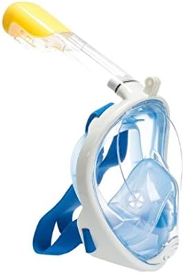 ADR Full Face Snorkel Mask Complete With FREE Waterproof Phone Case; Complete 180 Degree View Designed From Cutting Edge Anti-Fog and Anti-Leak Technology With Adjustable Head Strap; Designed for Men, Women and Children (Blue,S/M)