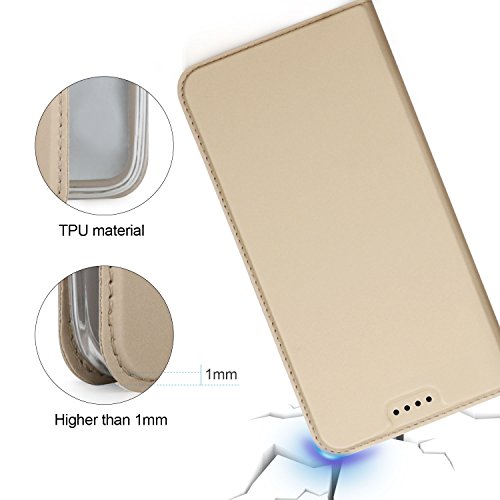 Samsung Galaxy J5 2017 HÃ¼lle, KuGi Samsung Galaxy J5 2017 Flip Bookstyle Kompletter Schutz Mit Magnetverschluss und Standfunktion Tasche Etui Cover Case SchutzhÃ¼lle fÃ¼r Samsung Galaxy J5 2017 Smartphone (Gold)