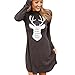 Produktbild Kleid Damen Minikleid Partykleid,Weihnachten Brief Hirsch Drucken Kurzes Frauen Kleider Weihnachtskleid Christmas Mode Winter RundhalsKleider Rock Kleidung Sweatshirts Elecenty (M, Braun)