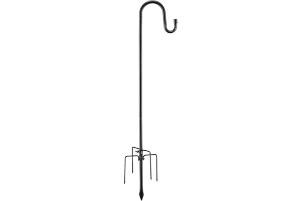 LAIDER HEROS Crochet de Berger de Jardin, 198cm 5Broches Base Support d'Extérieur pour Mangeoires à Oiseaux - Mât Réglable Robuste pour Suspendre des Plantes, Décorations et Mariage/Noir Mat