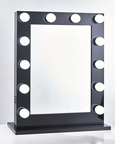 Hollywood LED Makeup Vanity Mirror Light Professional Black High Gloss Frame +12 Large LED Daylight Bulbs