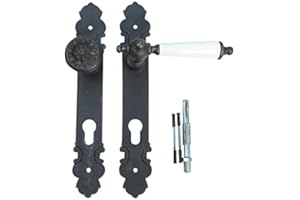 TUERKLINKEN-SHOP Gusseisen Haustürbeschlag Türklinken für Haustür antik Look GW-63-1a