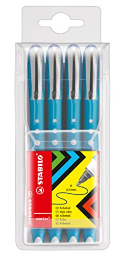 Stabilo worker colorful, Tintenroller,medium, 4er Pack, blau