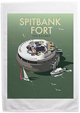 Dave Thompson "Spitbank Fort, The Solent" Print Tea Towel, Multi-Colour, 70 x 46 cm