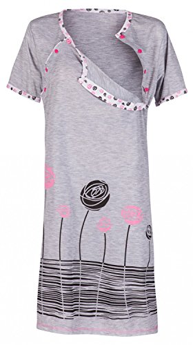 Happy Mama. Women's Maternity Nursing Breastfeeding Nightdress Shirt Gown. 135p (Light Pink, UK 12, L)