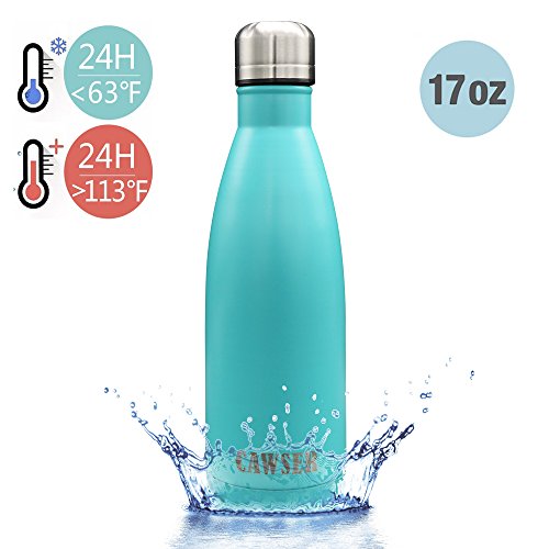 CAWSER Isolamento 500ML Acciaio Inossidabile Vuoto Doppia Parete Termos Tenere Le Bevande al Caldo o al Freddo Bottiglia d'Acqua Azzurro