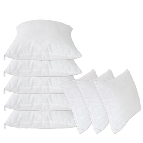 Nurtextil24 8er Set Füllkissen Inlett 100% Baumwolle 22 Größen in Weiß mit Reißverschluss 45 x 45 cm