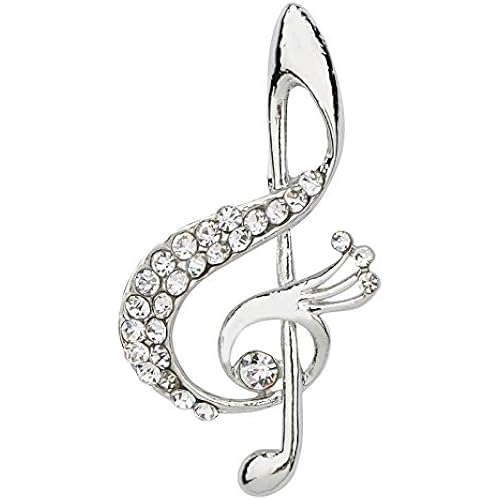 TRIPIN Musical Note Music Brass Lapel Pin Collar in Brooches with Diamond Crystal for Men