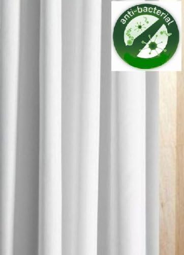 Luxxur PLUS Superior Anti-Bacterial 200cm Wide x 240cm Drop White Polyester Fabric Shower Curtain With heavier 50g Weighted Hem & Rustproof Eyelets