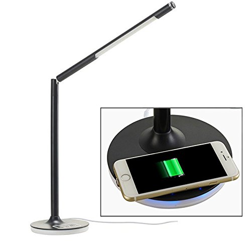 LED-Schreibtischlampe mit Qi Wireless-Ladegerät, Antye Qi Wireless-Ladegerät, Schreibtischlampe Wireless Charging Lamp , Nachttischlampe Universal Induktions Ladestation [ Qi Charging ] kabellos funk Qi Ladestation Lampe für iPhone X | 8 | 8Plus, Samsung Galaxy S9 | S9+ | Note8 | S8 | S8+ | S7 | S7 Edge | S6 | S6 Edge, Nokia Lumia 920 | 1020, Nexus 4 | 5 | 6 | 7, HTC 8X, LG G3 und Alle Qi Geräten, 3 Farbmodi, Nachtlicht (Schwarz)
