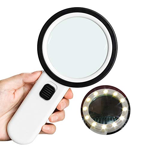 Acc+ Loupe de Lecture avec lumière 30X 12 LED, loupe à Main avec Lampe LED