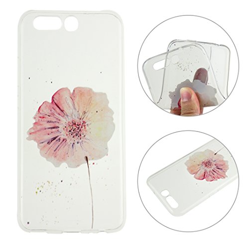 Huawei P10 Hülle Rosa Schleife Ultra dünn Transparent TPU Silikon Case Soft Backcover mit Schön Muster Schutz Handy Bumper Schale für Huawei P10