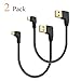 Produktbild Allbuymall 10cm Kurz USB Kabel Micro USB 2.0 90° gewinkelt zu USB 2.0 Typ A 90° gewinkelt Winkelstecker Rechts Winkel für KFZ Android Ladenkabel Datenkabel Ladekabel Adapter Kabel 4inch, 2 Pack