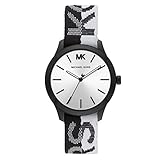 Michael Kors Runway - Schwarz-weiße Nylon Damenuhr MK2844