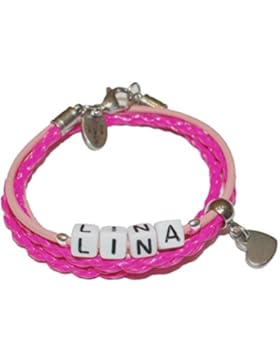 ARTemlos® Handgefertigtes Kinder-Armband mit Name aus Edelstahl und Leder (003)