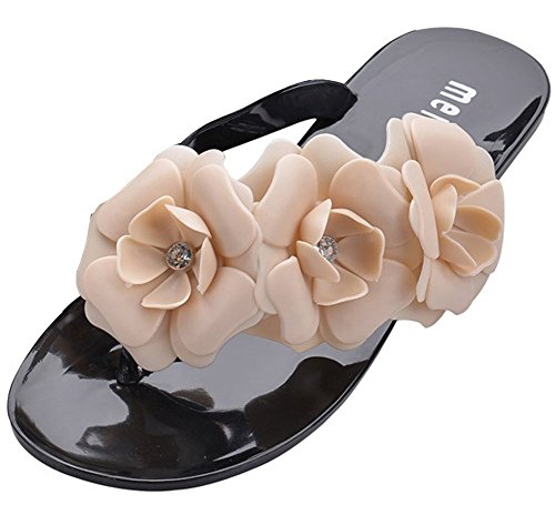 Fortuning's JDS delle donne 3D Camelie fiori pistoni piani ciabatte infradito