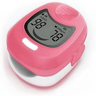 BLYL Child / PediatricFinger Pulse Oximeter and heart rate monitor with rechargeable battery, mains charger and carry strap LCD Display (PINK)