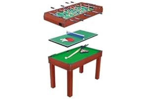 PL OCIOTRENDS Devessport - Multijuego 3 en 1 - Futbolín, Billar, Ping-Pong, Fácil Montaje, Incluye nivelador, Barras metálicas, Mango de plástico, Dispone de marcadores - Medidas: 120 x 61 x 80 Cm