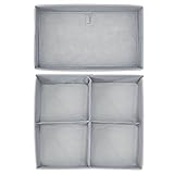 mDesign Stoffbox für Schrank oder Schublade, 2 Stück (insgesamt 5 Fächer) – die ideale Aufbewahrungsbox (Stoff) – flexibel verwendbare Stoffkiste – Farbe: grau - 3