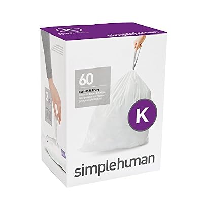 Simplehuman Code K, simplehuman Poubelle Plastique confort Lot de 60, Blanc