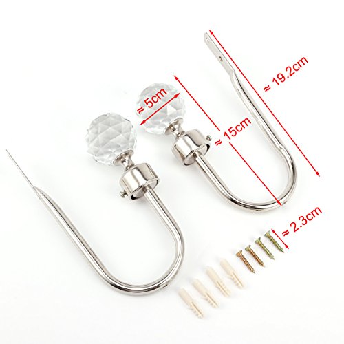 2er 50mm Design Gross Bling Kugel Raffhalter Gardinenhalter Vorhanghalter Haken - 3