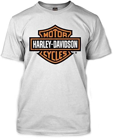 Harley-Davidson Men's Orange Bar &amp; Shield White T-Shirt 30290590(Large)