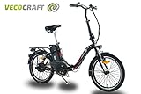 VecoCraft Nemesis, Elektrofahrrad, Klapprad, E-Faltrad, Ebike, 36V 250W, 20 Zoll, Farbe: schwarz