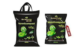 Golden Twigs Vermicompost (5 kg) + 1 kg Free - 100% Organic Natural Fertilizer for Plants
